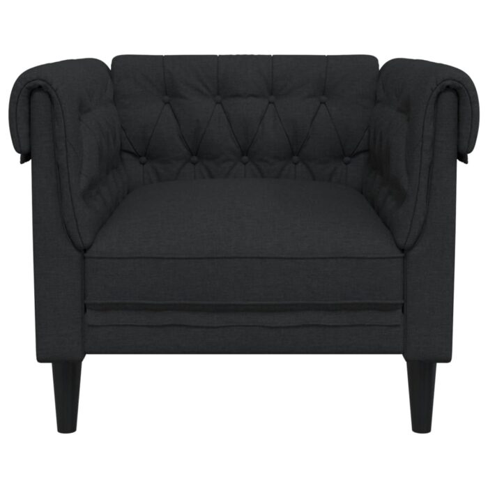 Fauteuil Chesterfield noir tissu – Image 2