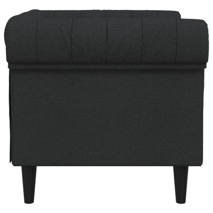 Fauteuil Chesterfield noir tissu – Image 3