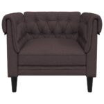 Fauteuil Chesterfield marron foncé tissu – Image 2