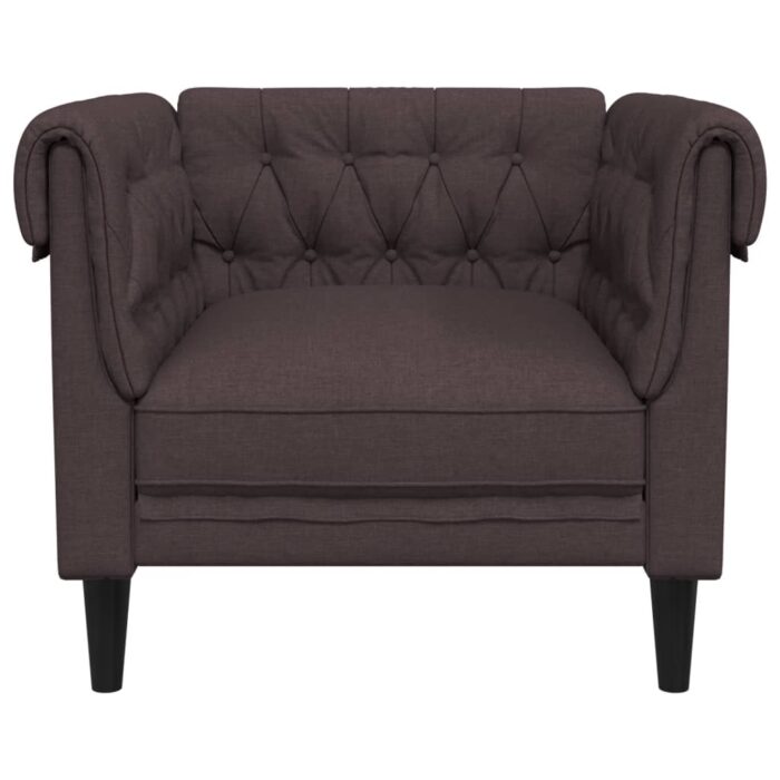 Fauteuil Chesterfield marron foncé tissu – Image 2