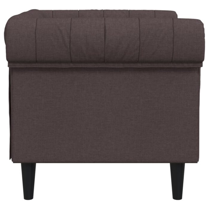Fauteuil Chesterfield marron foncé tissu – Image 3