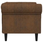 Fauteuil Chesterfield marron tissu – Image 3