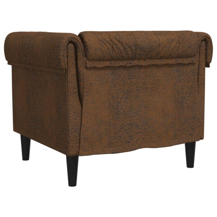 Fauteuil Chesterfield marron tissu – Image 4