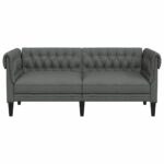 Canapé Chesterfield 2 places gris foncé tissu – Image 2
