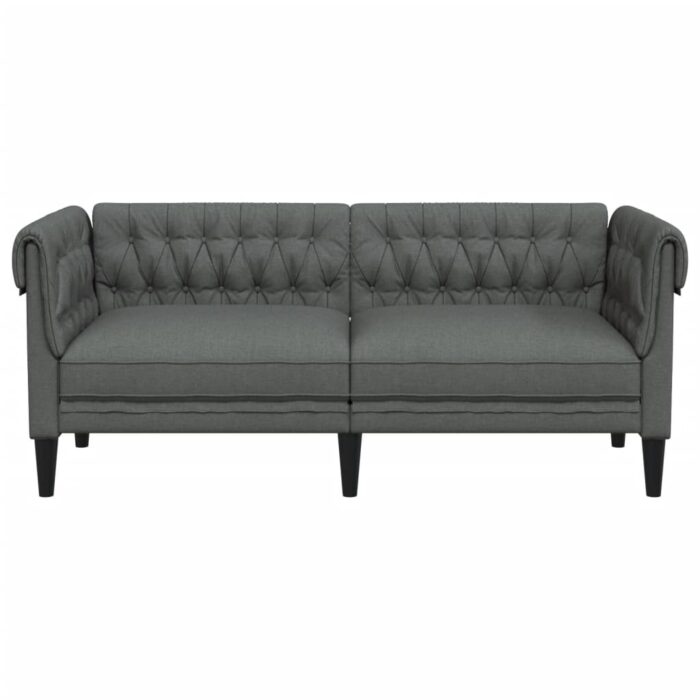Canapé Chesterfield 2 places gris foncé tissu – Image 2