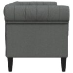 Canapé Chesterfield 2 places gris foncé tissu – Image 3