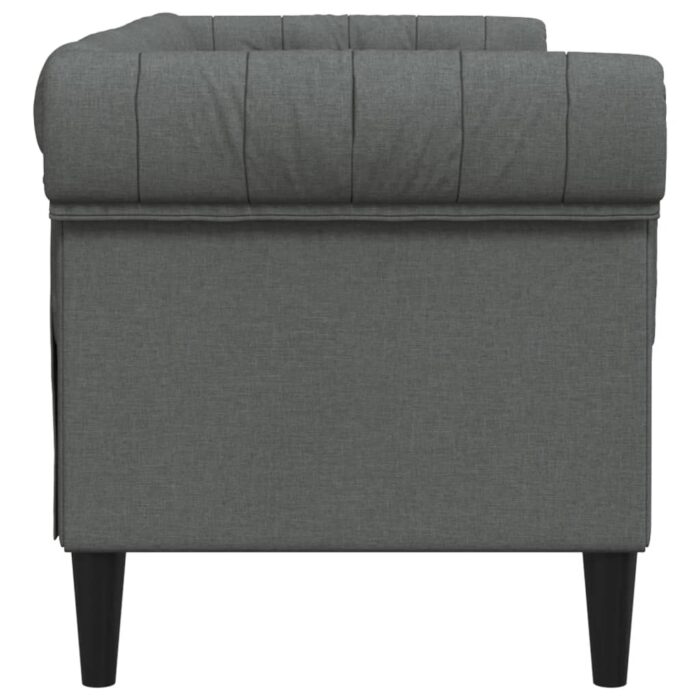 Canapé Chesterfield 2 places gris foncé tissu – Image 3