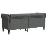 Canapé Chesterfield 2 places gris foncé tissu – Image 4