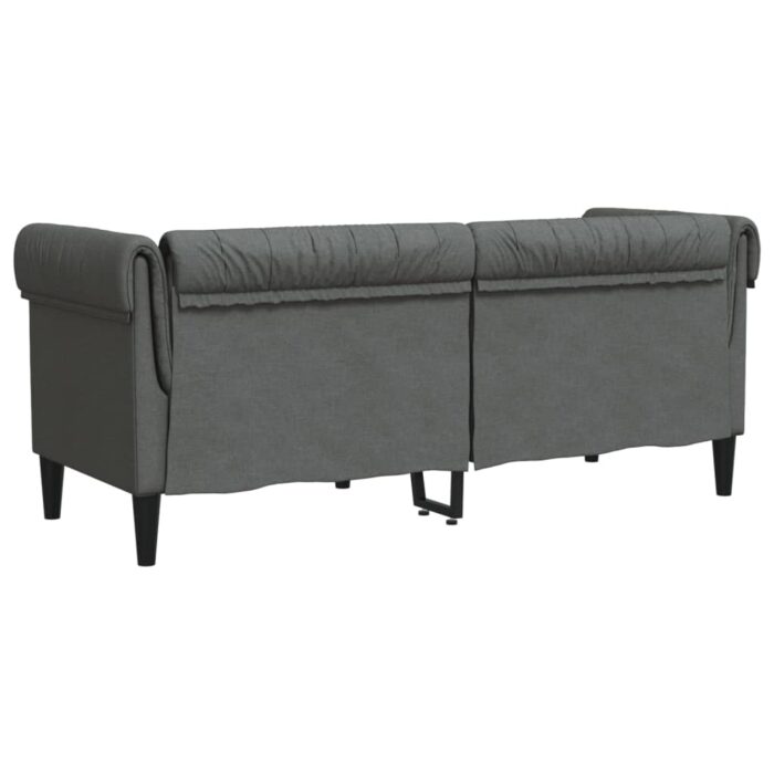 Canapé Chesterfield 2 places gris foncé tissu – Image 4
