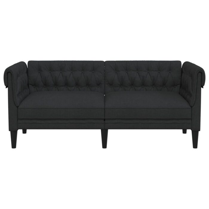 Canapé Chesterfield 2 places noir tissu – Image 2