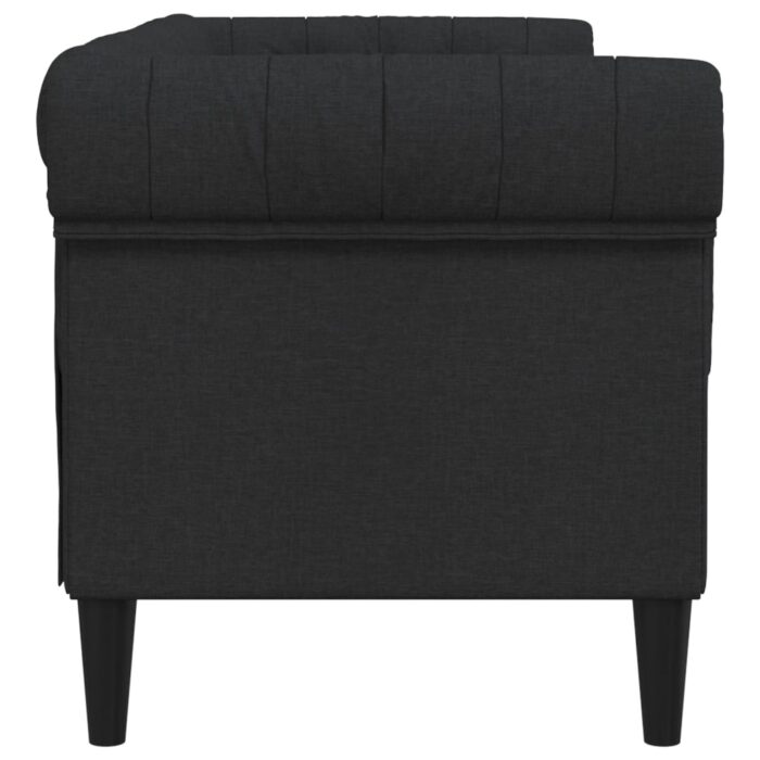 Canapé Chesterfield 2 places noir tissu – Image 3