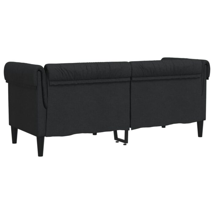 Canapé Chesterfield 2 places noir tissu – Image 4