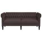 Canapé Chesterfield 2 places marron foncé tissu – Image 2