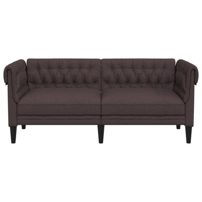 Canapé Chesterfield 2 places marron foncé tissu – Image 2