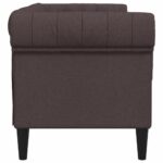 Canapé Chesterfield 2 places marron foncé tissu – Image 3