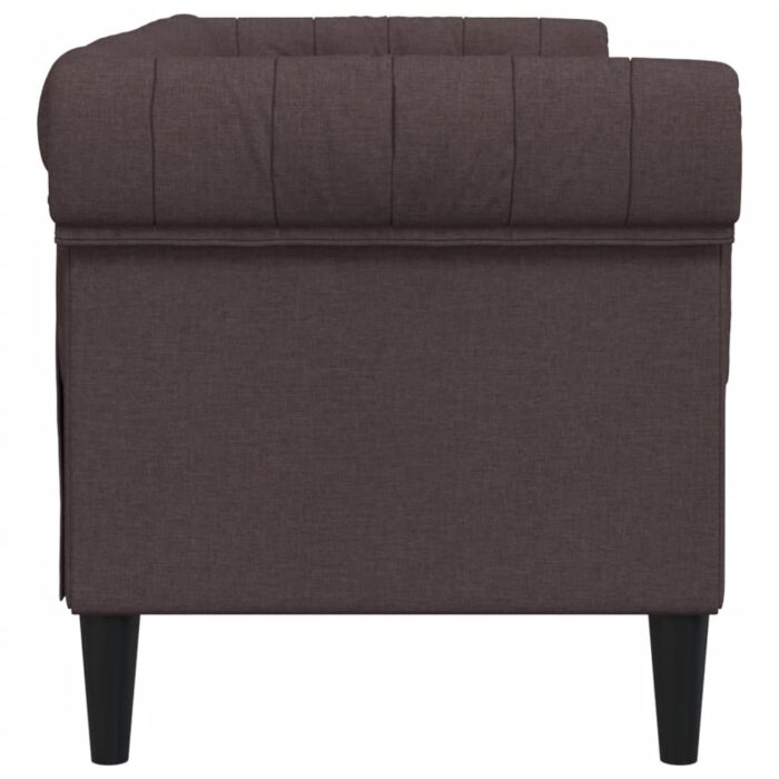 Canapé Chesterfield 2 places marron foncé tissu – Image 3