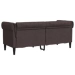 Canapé Chesterfield 2 places marron foncé tissu – Image 4