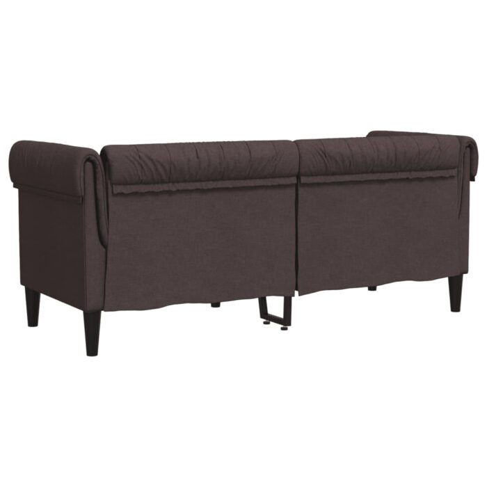 Canapé Chesterfield 2 places marron foncé tissu – Image 4