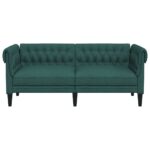 Canapé Chesterfield 2 places vert foncé tissu – Image 2