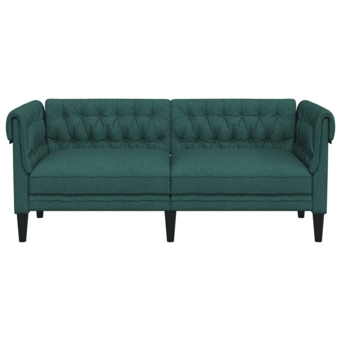 Canapé Chesterfield 2 places vert foncé tissu – Image 2