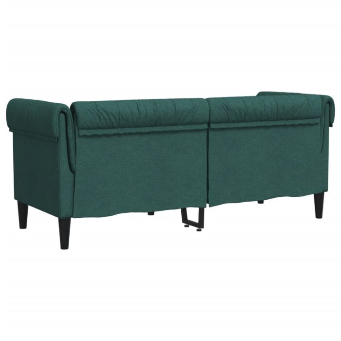 Canapé Chesterfield 2 places vert foncé tissu – Image 4