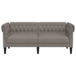 Canapé Chesterfield 2 places taupe tissu – Image 2