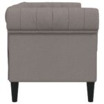 Canapé Chesterfield 2 places taupe tissu – Image 3