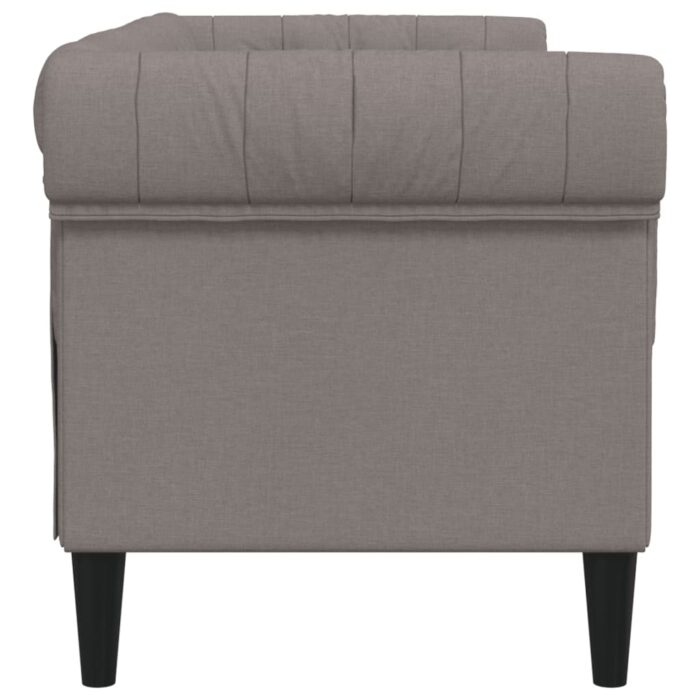 Canapé Chesterfield 2 places taupe tissu – Image 3