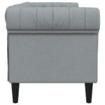 Canapé Chesterfield 3 places gris clair tissu – Image 3