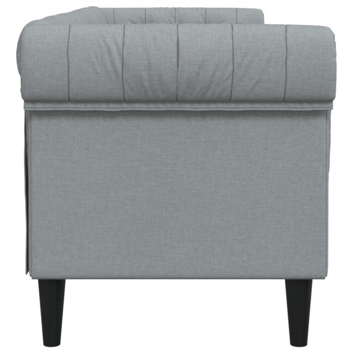 Canapé Chesterfield 3 places gris clair tissu – Image 3