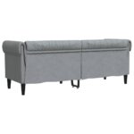 Canapé Chesterfield 3 places gris clair tissu – Image 4