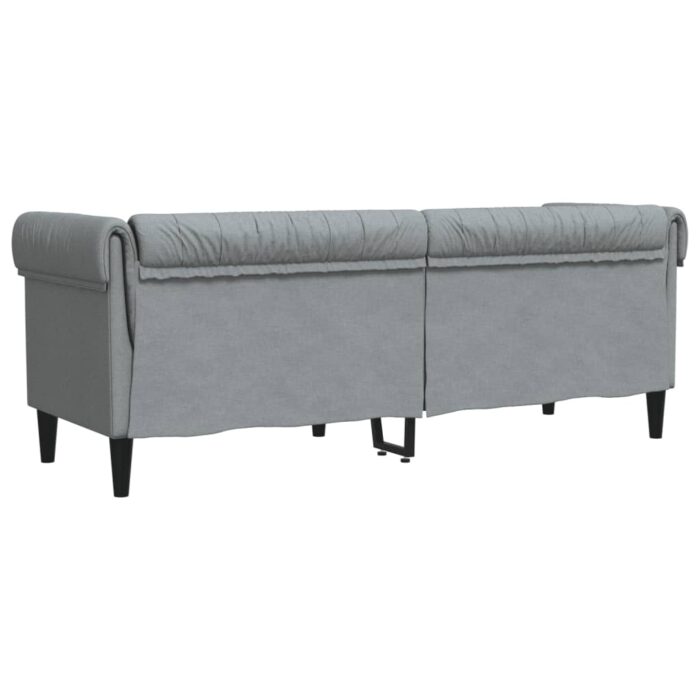 Canapé Chesterfield 3 places gris clair tissu – Image 4