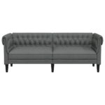 Canapé Chesterfield 3 places gris foncé tissu – Image 2