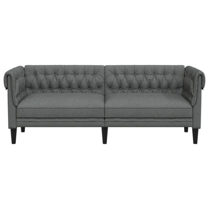 Canapé Chesterfield 3 places gris foncé tissu – Image 2