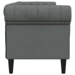 Canapé Chesterfield 3 places gris foncé tissu – Image 3