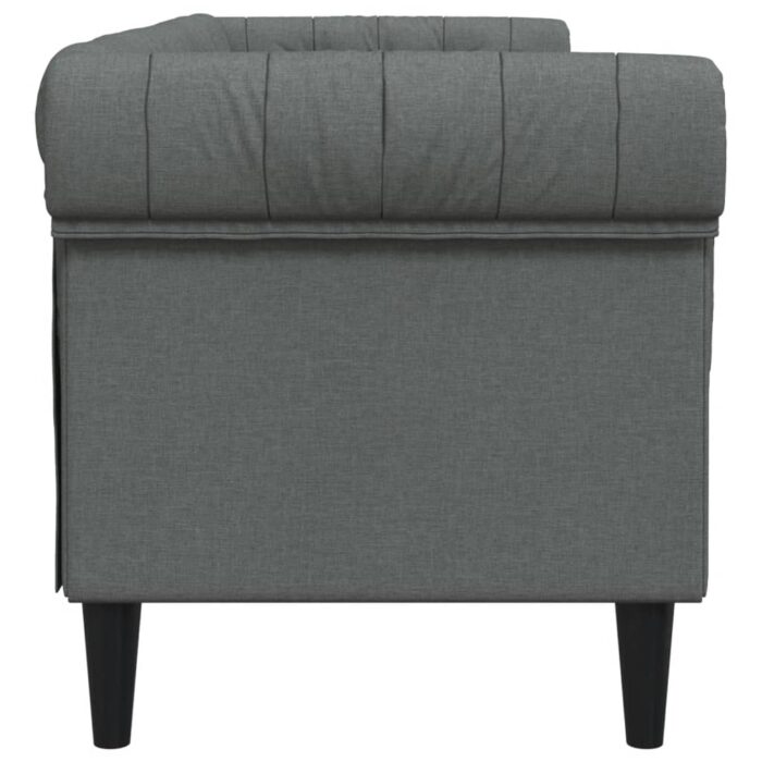 Canapé Chesterfield 3 places gris foncé tissu – Image 3