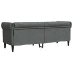 Canapé Chesterfield 3 places gris foncé tissu – Image 4