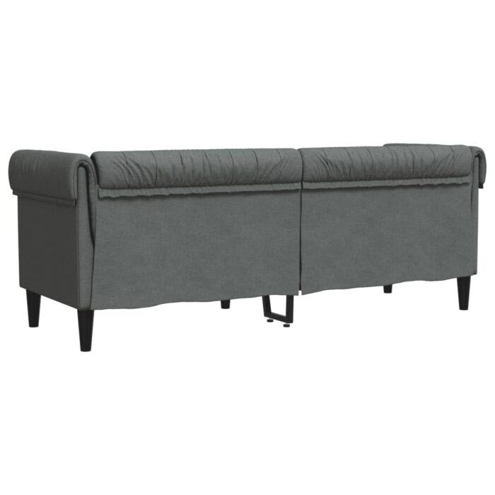 Canapé Chesterfield 3 places gris foncé tissu – Image 4