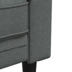 Canapé Chesterfield 3 places gris foncé tissu – Image 5