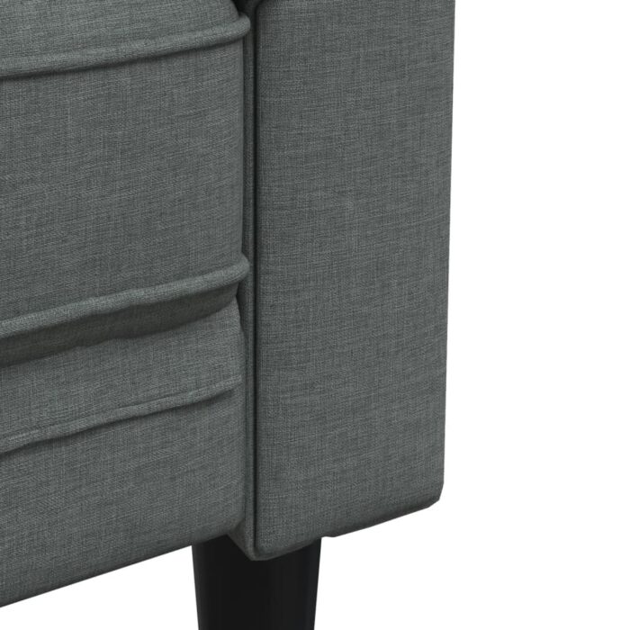 Canapé Chesterfield 3 places gris foncé tissu – Image 5
