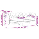 Canapé Chesterfield 3 places gris foncé tissu – Image 7