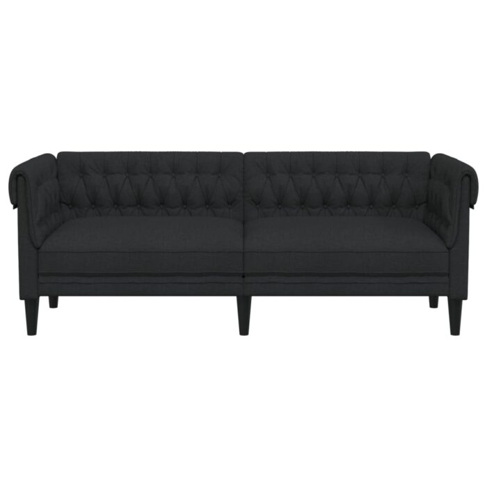 Canapé Chesterfield 3 places noir tissu – Image 2