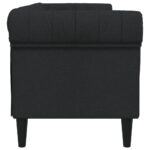 Canapé Chesterfield 3 places noir tissu – Image 3