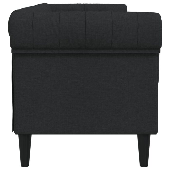 Canapé Chesterfield 3 places noir tissu – Image 3