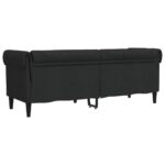 Canapé Chesterfield 3 places noir tissu – Image 4