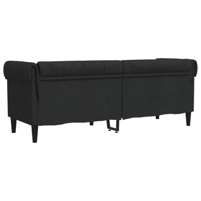 Canapé Chesterfield 3 places noir tissu – Image 4