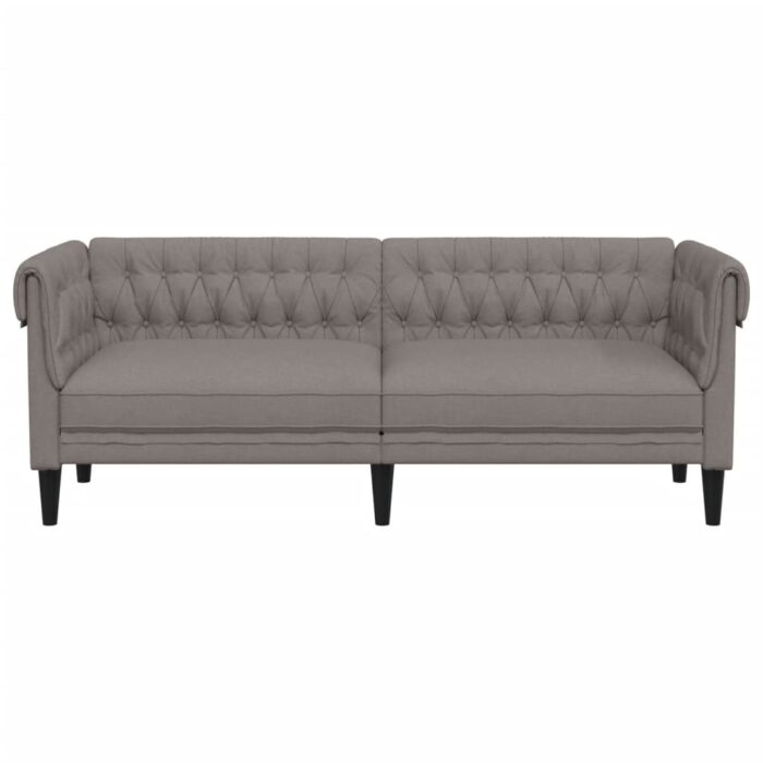 Canapé Chesterfield 3 places taupe tissu – Image 2