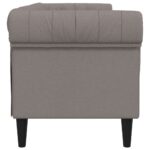 Canapé Chesterfield 3 places taupe tissu – Image 3