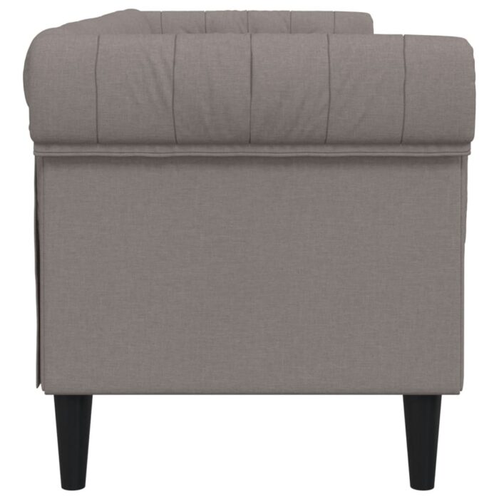 Canapé Chesterfield 3 places taupe tissu – Image 3
