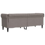 Canapé Chesterfield 3 places taupe tissu – Image 4